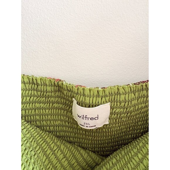 Aritzia Wilfred Tempest Mini Dress Smocked Chiffon Succulent Green Size 2XL - Picture 5 of 6